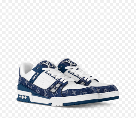 Louis Vuitton Trainer Sneaker White Blue