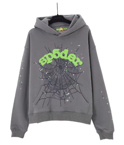 Sp5der Web Grey and Green Hoodie