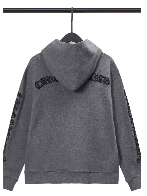 Chrome Hearts Vertical Gray Zip Up Hoodie