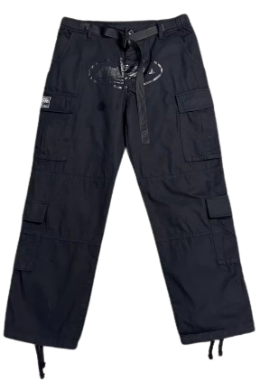 CORTEIZ Guerillaz Black Monochrome Cargo Pants Black Label