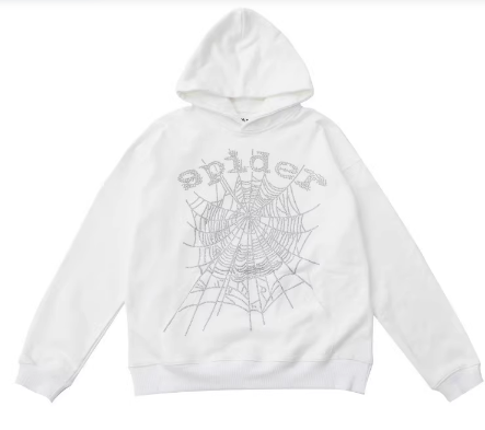 Sp5der Web Rhinestone White Hoodie
