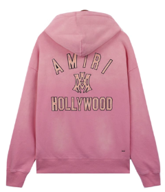 AMIRI Hollywood Distressed Pink Hoodie