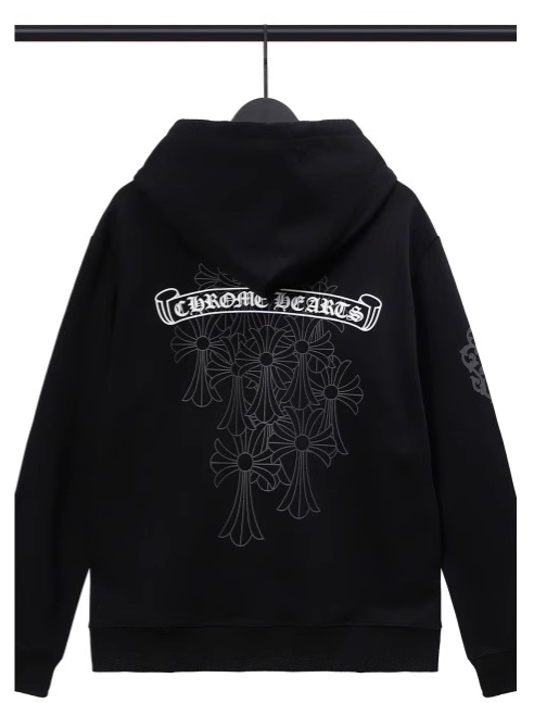 Chrome Hearts Vertical Logo Zip Up Hoodie