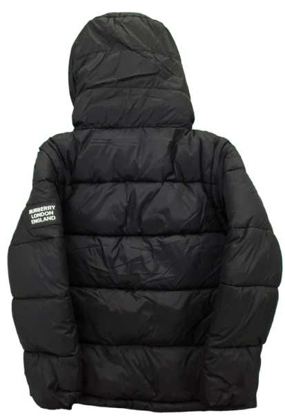 Burberry Black Pattern Hooded Puffer Jacket