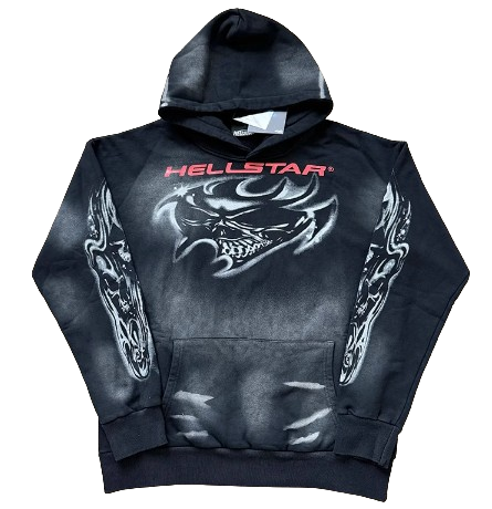 Hellstar Airbrushed Skull Hoodie Black